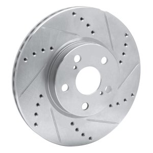 Pontiac Vibe Brake Rotor (1) - Front Right - R1 Concepts - Drilled & Slotted - Silver - `08-`19
